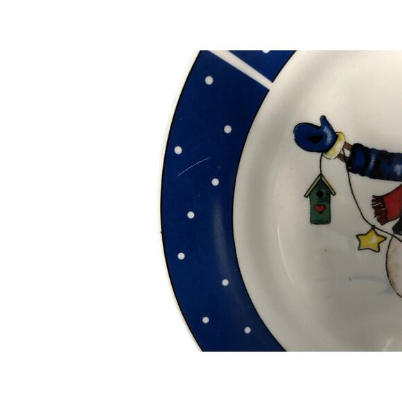 Set of 3 Today's Living 10 1/2” Christmas Snowman Blue Rim Dinner Plates Winter - Picture 6 of 10